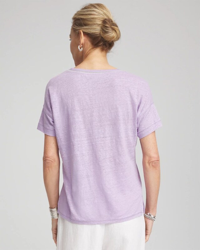 Sweater Trim Linen Tee - image 3